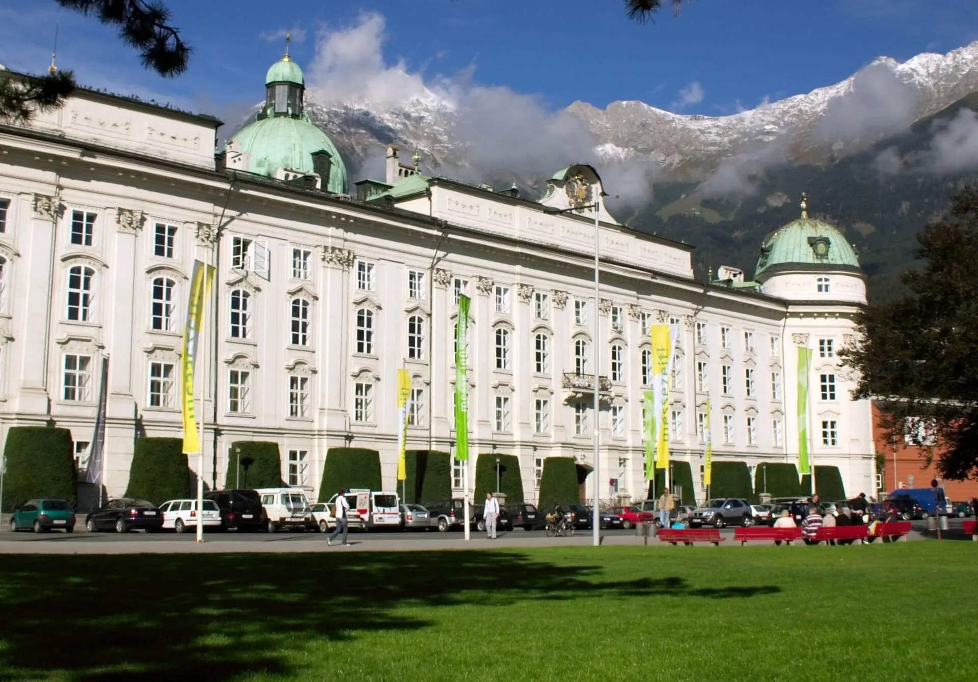 The Hofburg, Innsbruck's imperial palace, with the mountains behind