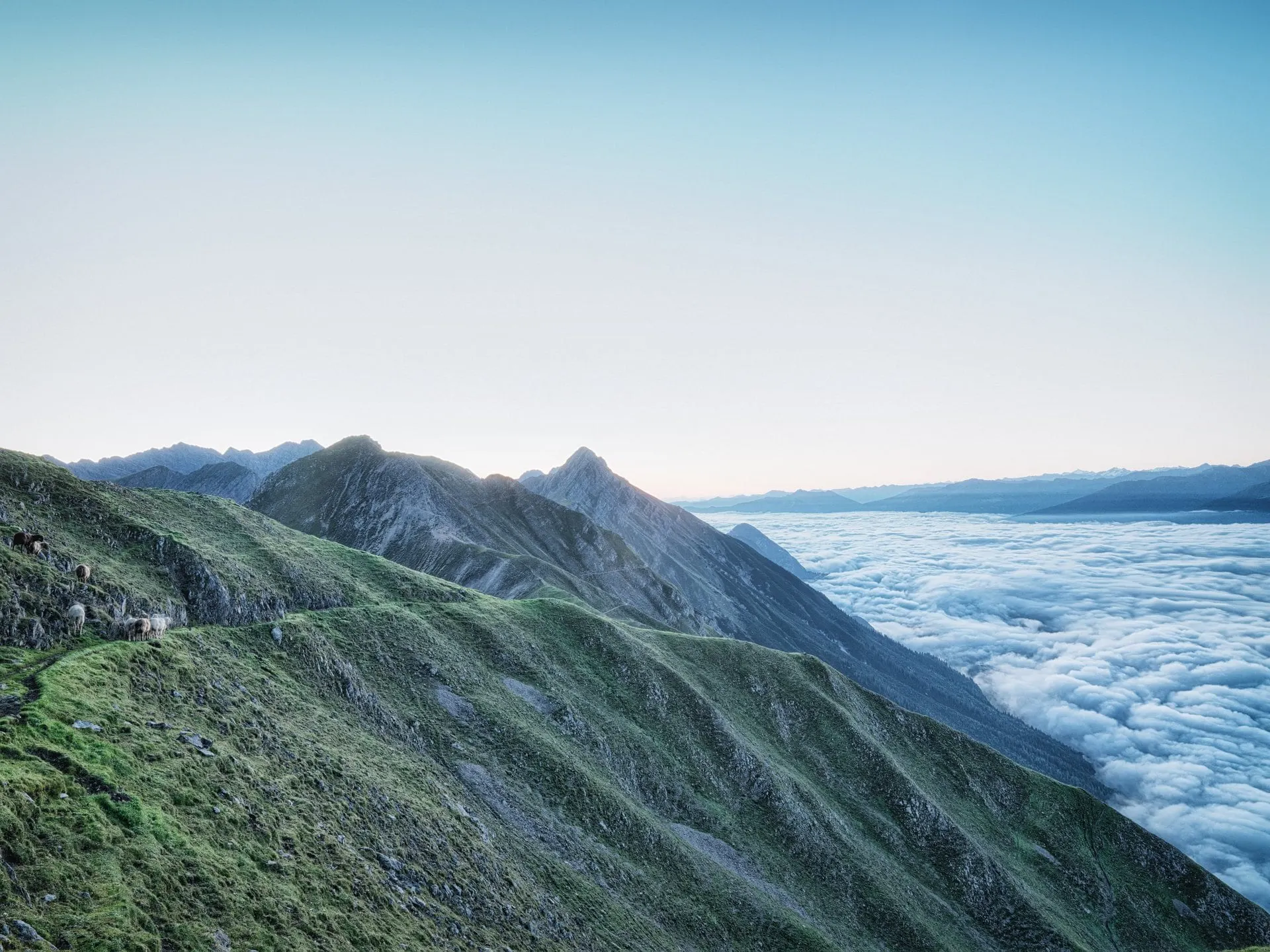 Nordkette ridge above a sea of cloud over the Inn Valley