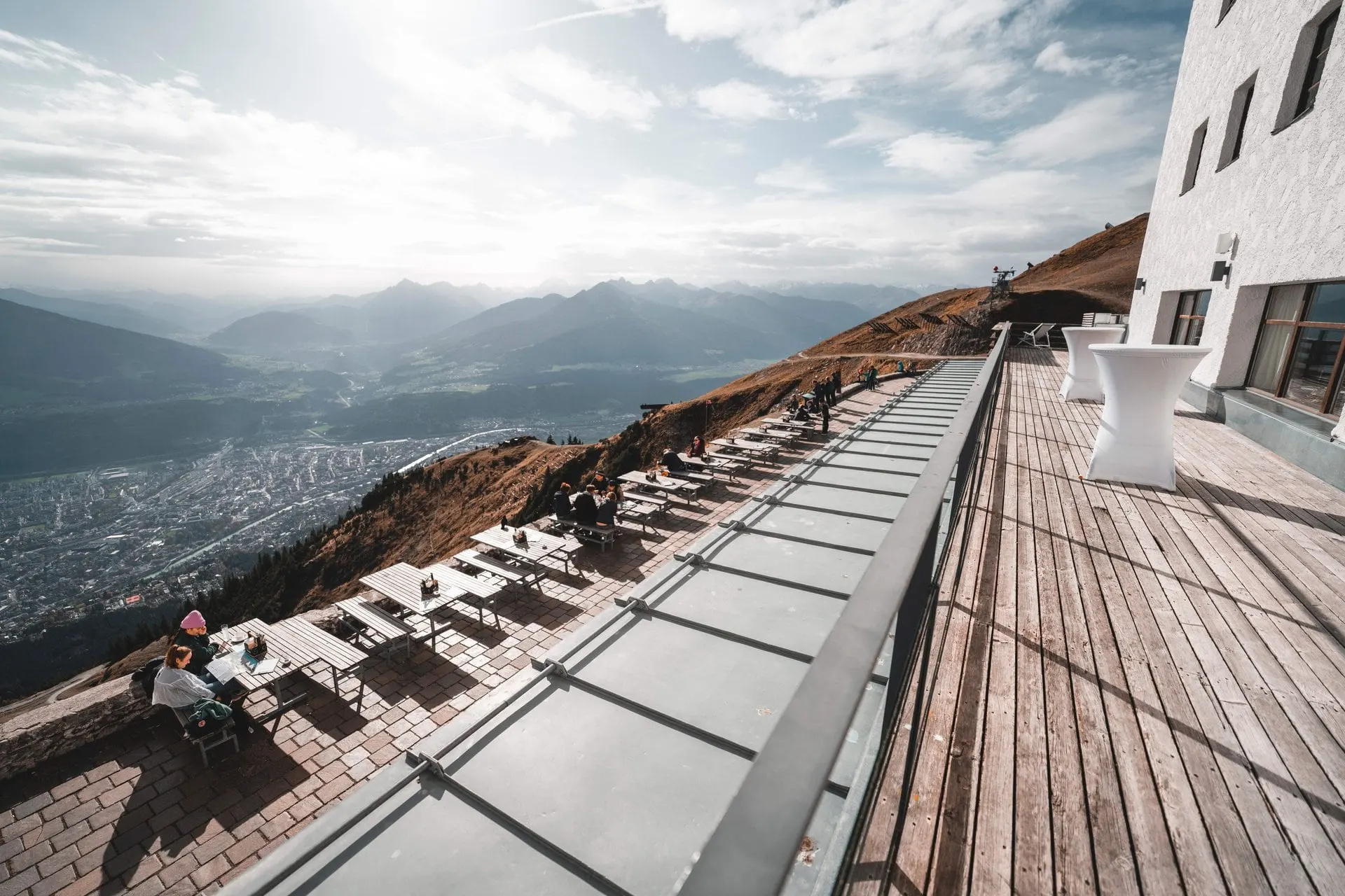 Seegrube sun terrace on the Nordkette overlooking Innsbruck