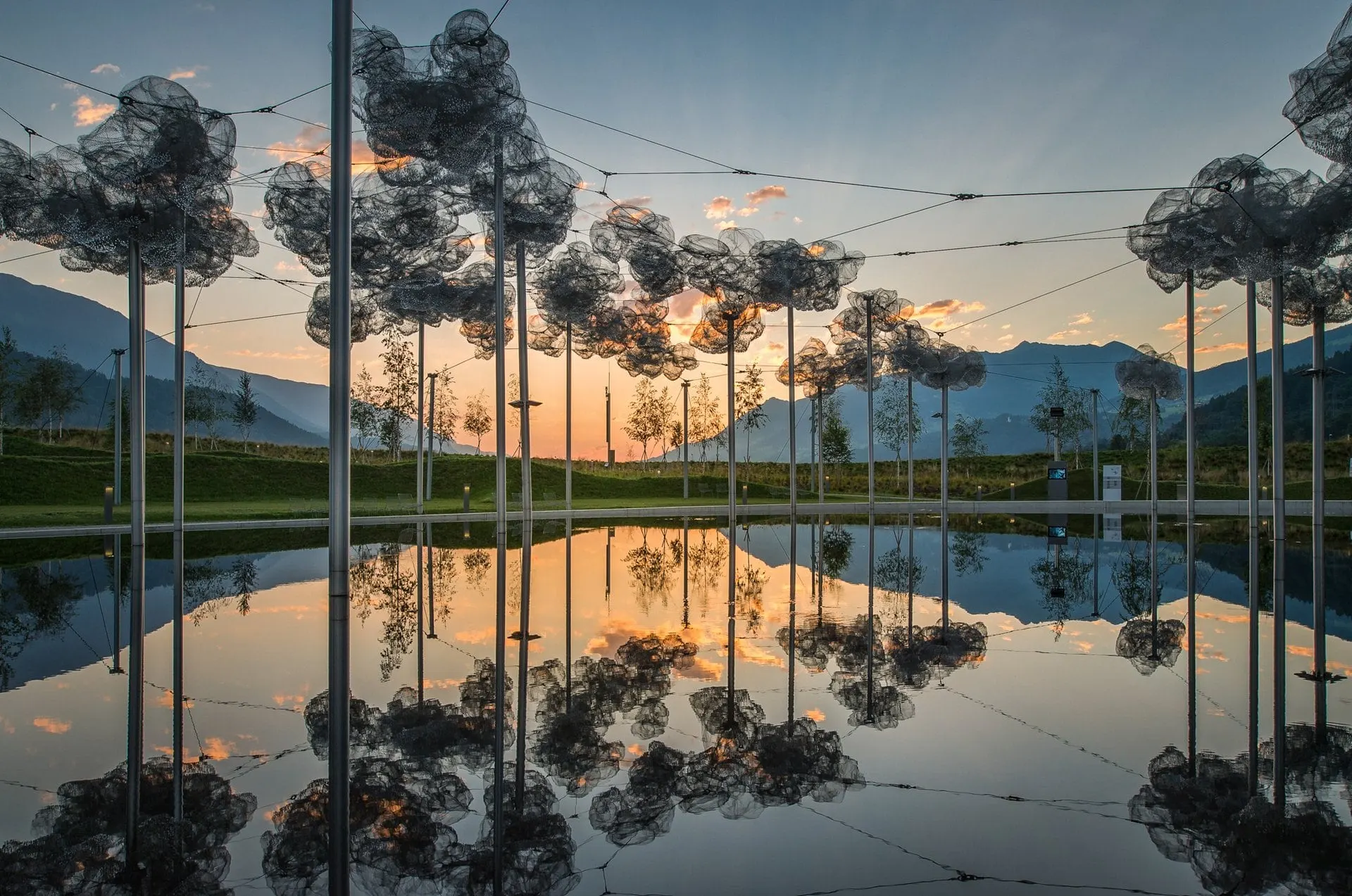 Crystal Cloud reflected in the mirror pool at dusk