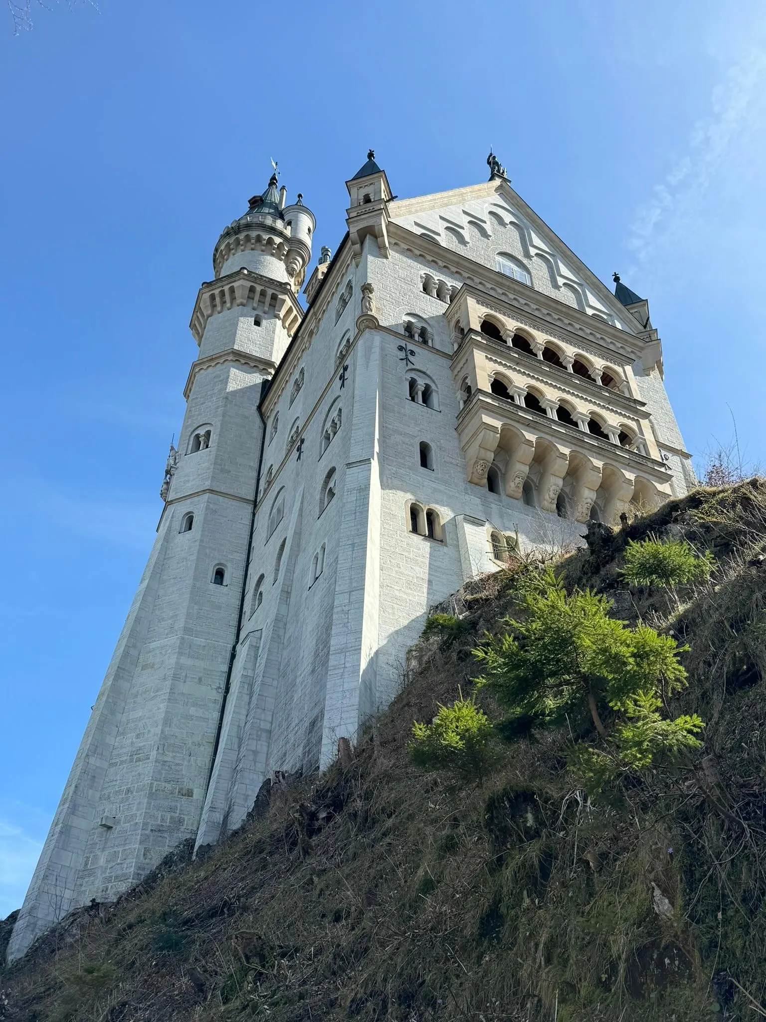 Neuschwanstein Castle walls seen from below