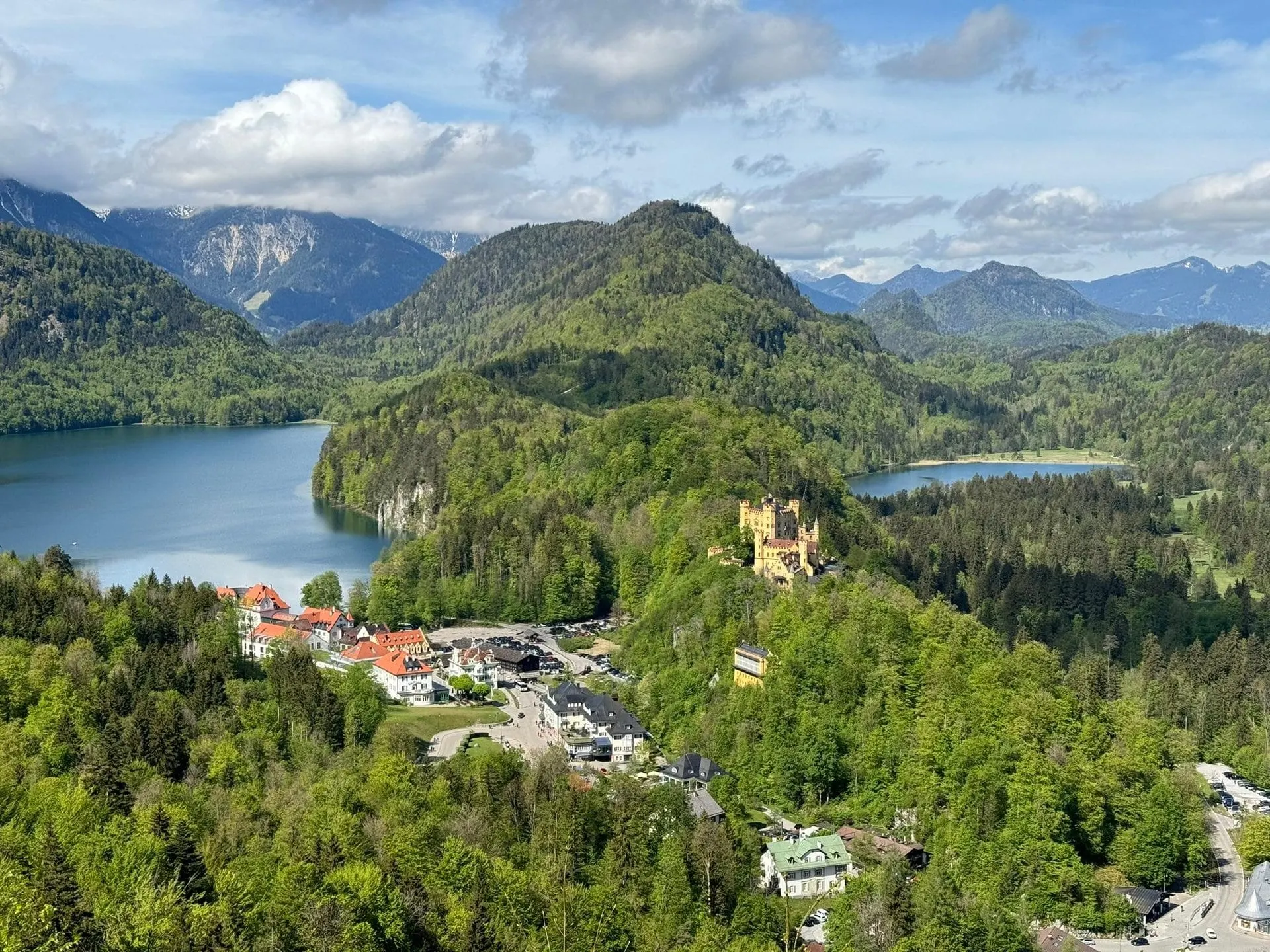 Alpsee and Hohenschwangau Castle seen from Neuschwanstein