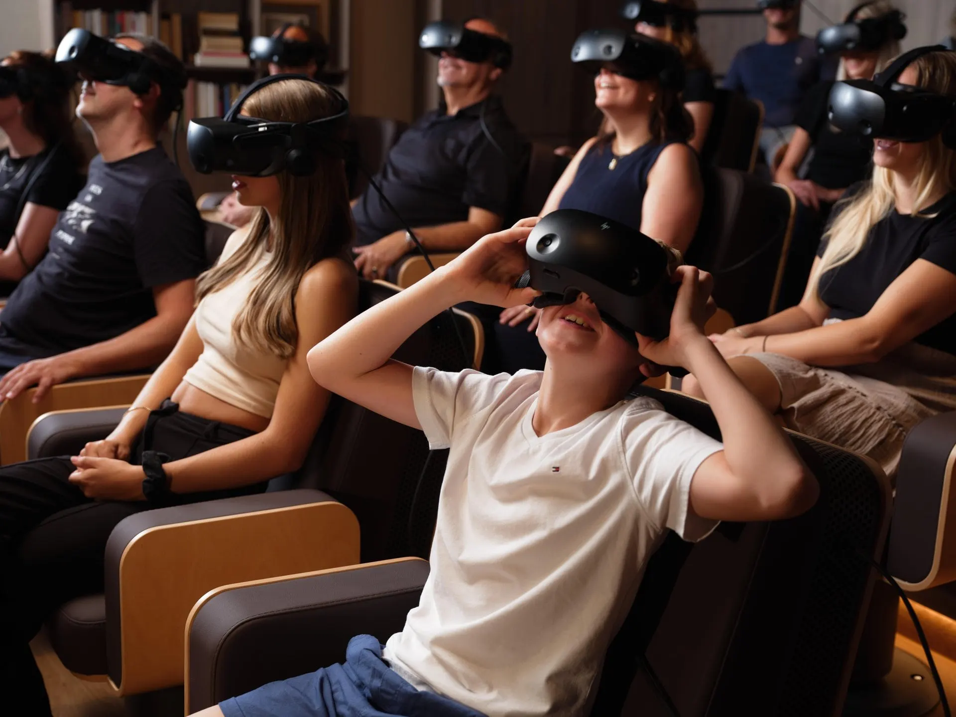 Visitors in virtual reality headsets at Experience Tirol