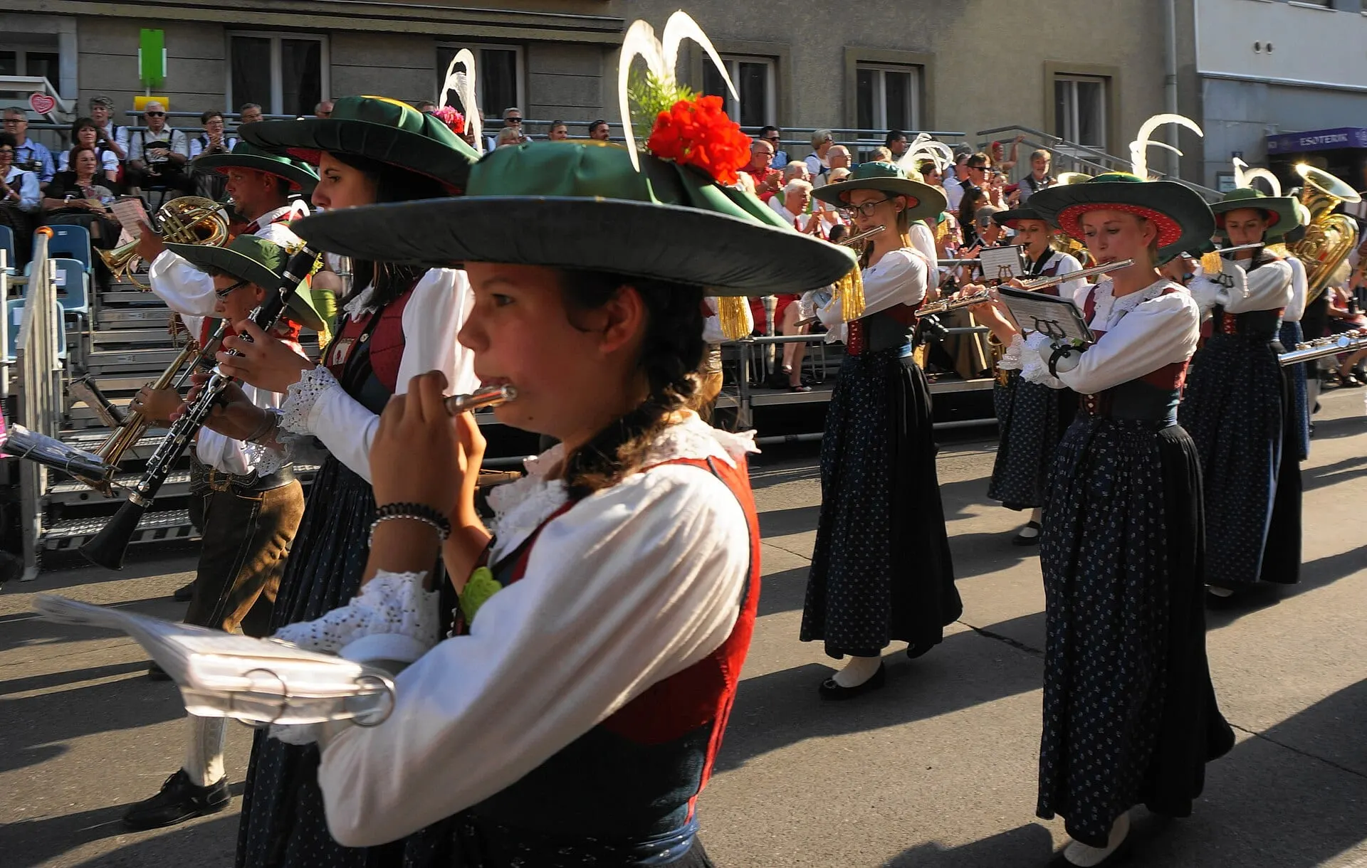 A Tyrolean brass band in traditional dress