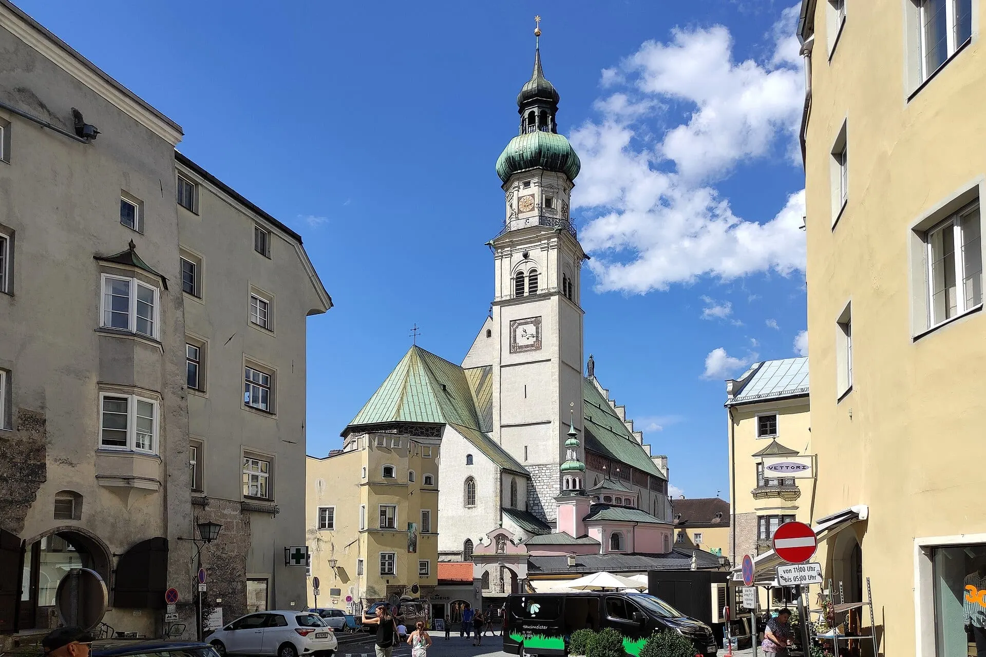 The parish church and old town square of Hall in Tirol