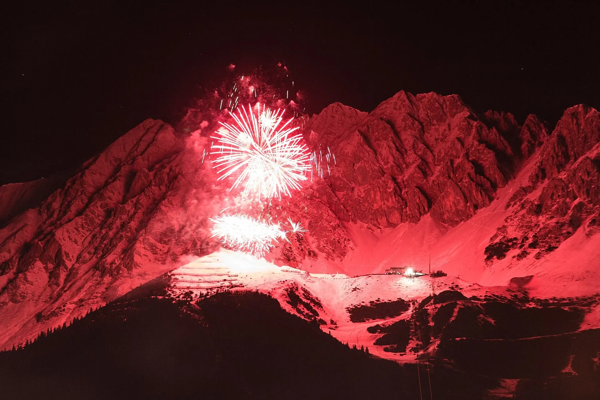 Fireworks over the Nordkette on New Year's Eve in Innsbruck