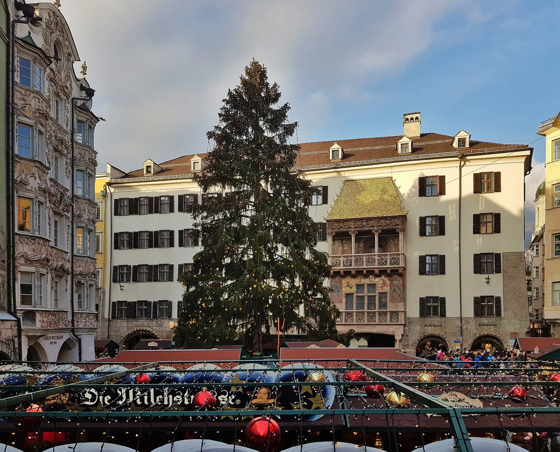 The Christmas tree in front of the Golden Roof in Innsbruck's old town